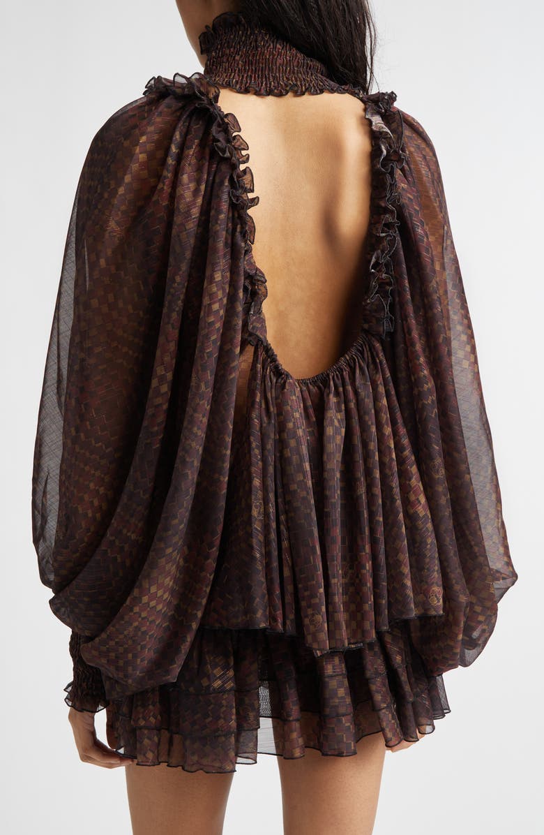 Siedrés Serena Metallic Stripe Geo Print Chiffon Top, Alternate, color, Brown Multi