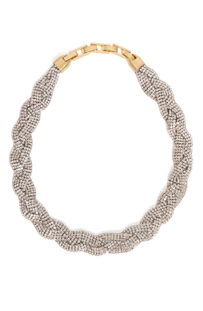 Clare V. Fete Pavé Crystal Collar Necklace, Main, color, Clear
