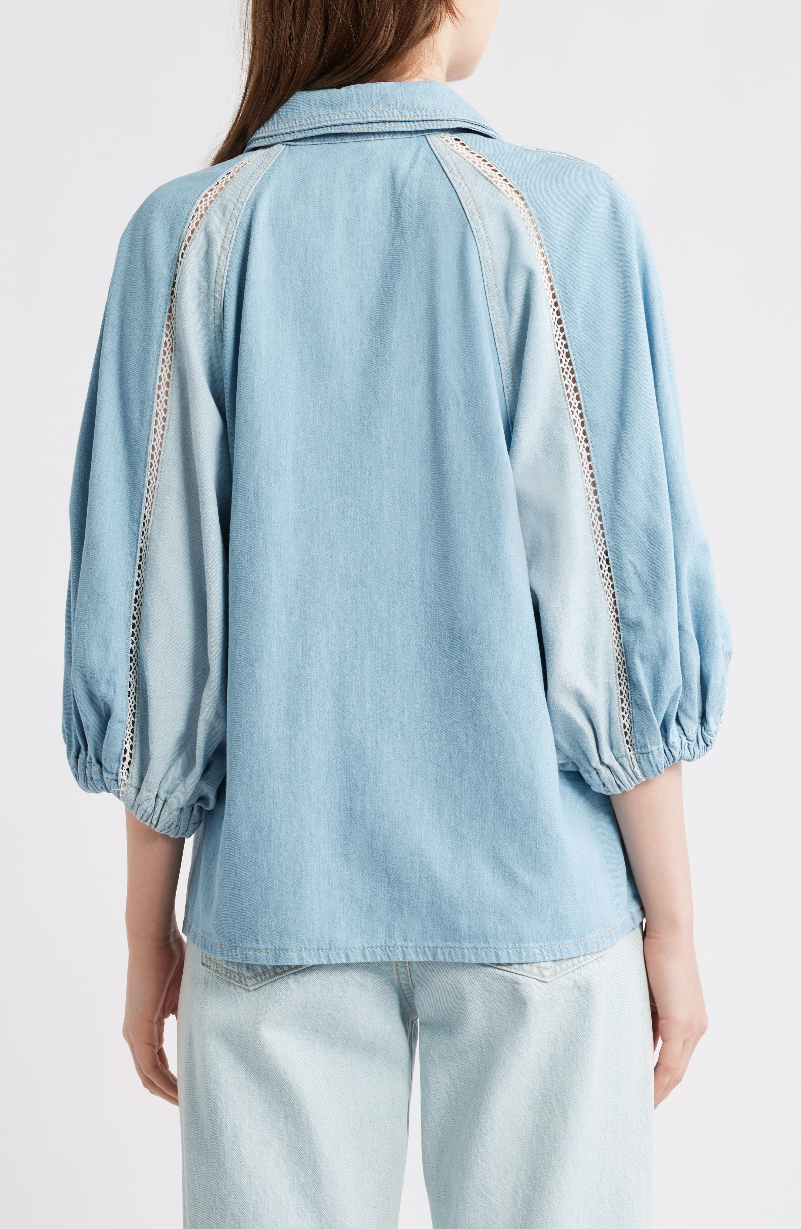 Two-Tone Denim Button-Up Shirt - image 2