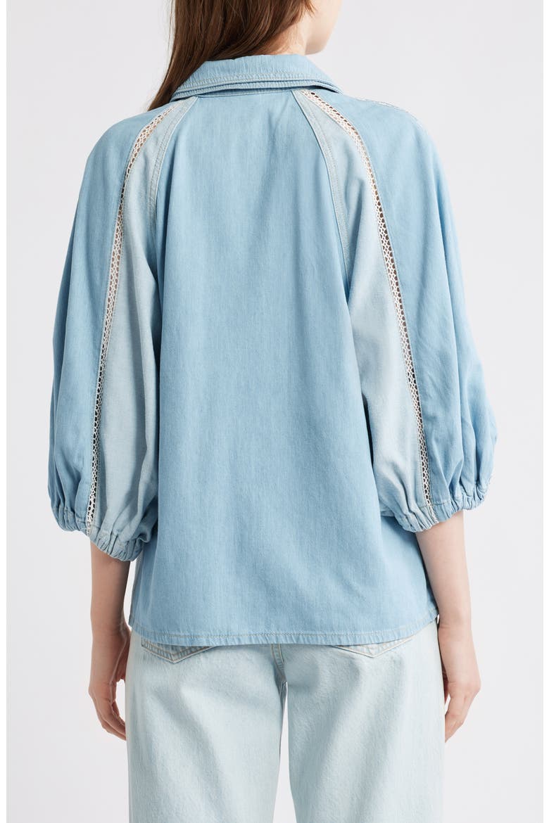 Two-Tone Denim Button-Up Shirt, Alternate, color, DENIM