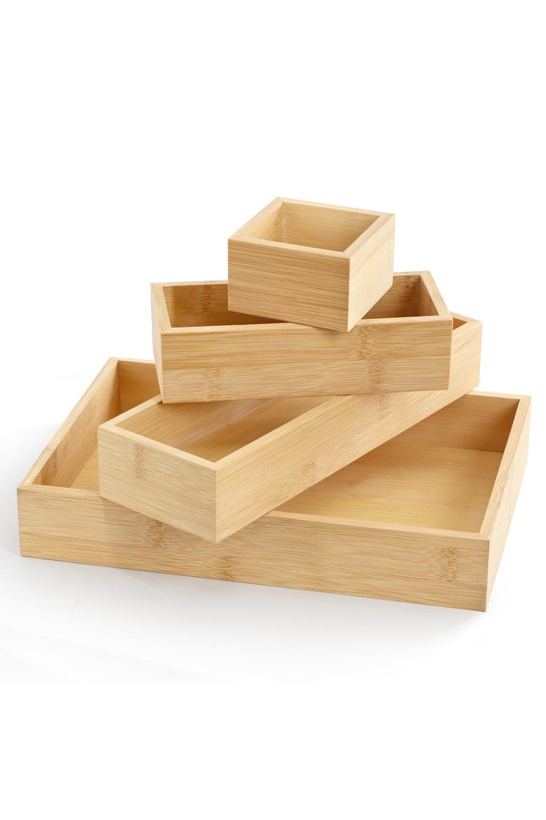 Wood Storage and Organization Trays, Alternate, color, Bamboo