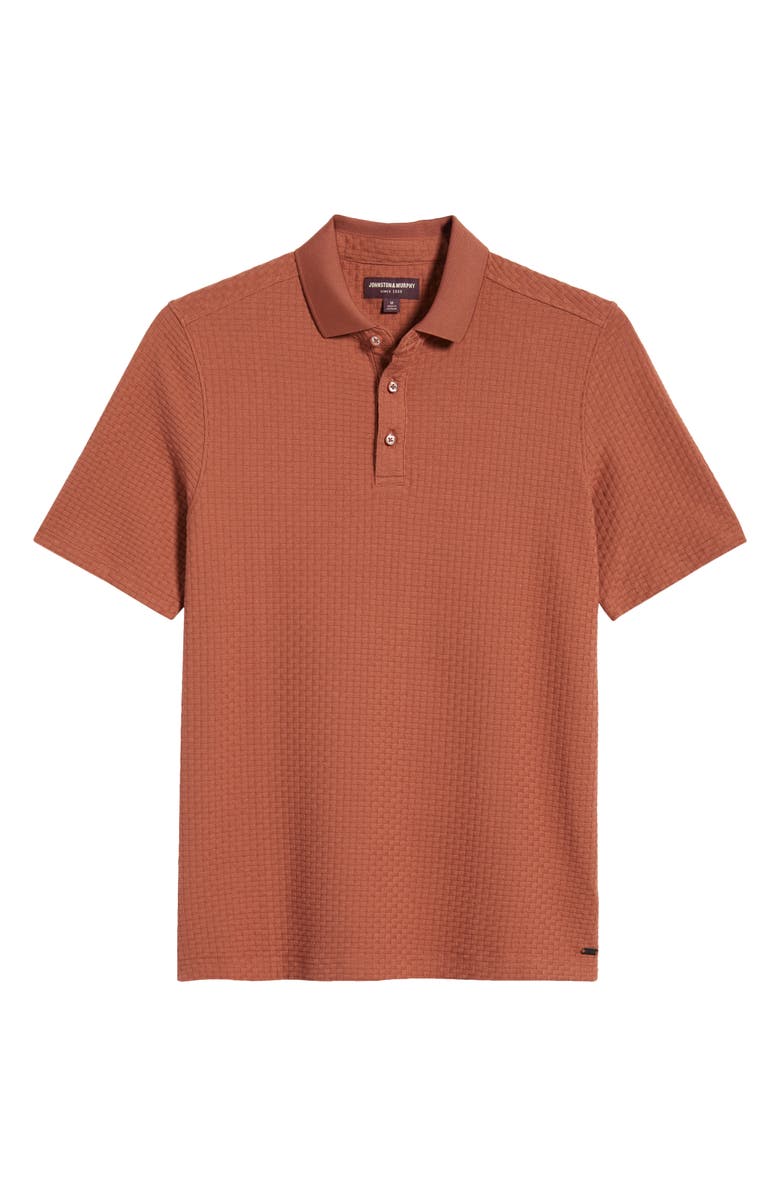 Johnston & Murphy Tilson Textured Performance Polo, Main, color, Terracotta