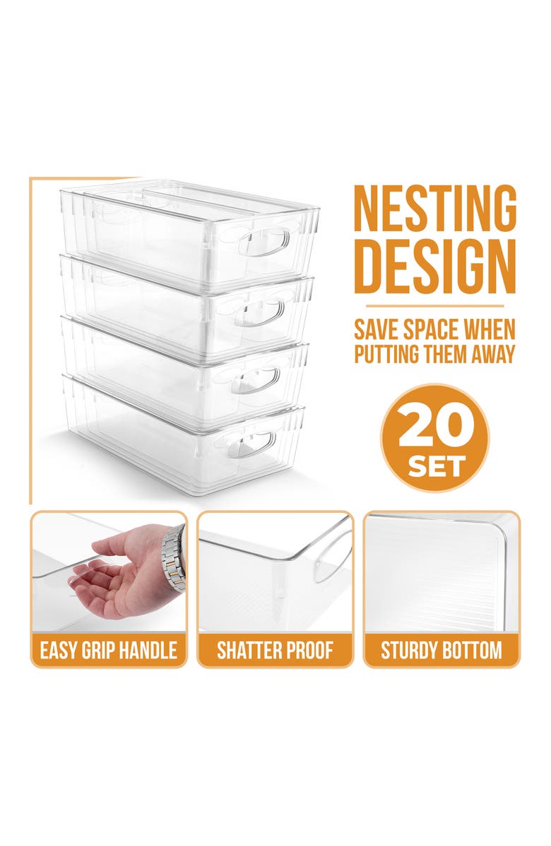 SORBUS Set of 20 Clear Storage Bins, Alternate, color, Clear