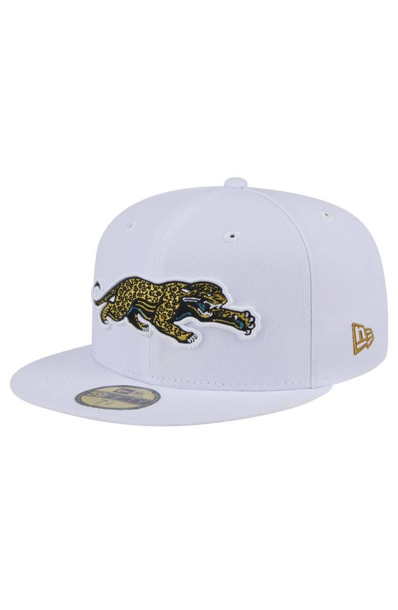 New Era Men's New Era  White Jacksonville Jaguars Throwback Crawl Omaha 59FIFTY Fitted Hat, Main, color, 