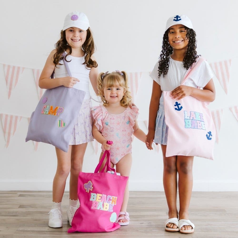 Sweet Wink Beach Babe Patch Tote, Alternate, color, Raspberry Pink