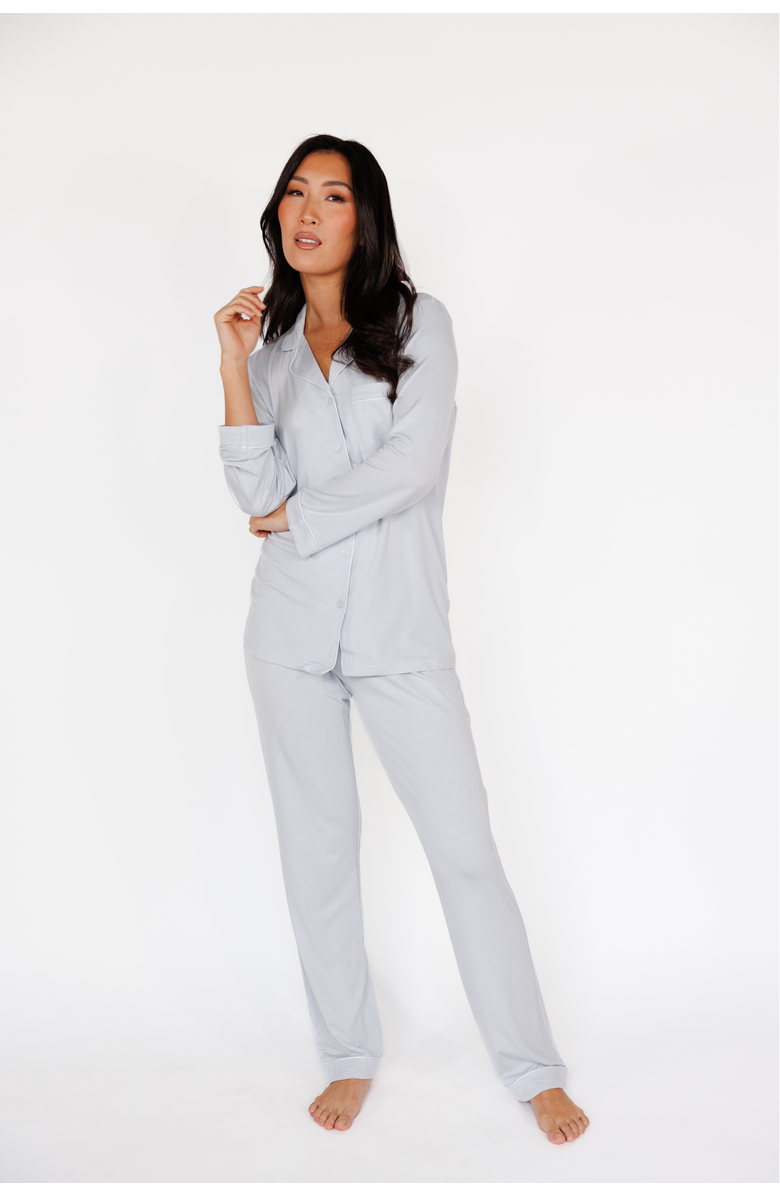 In My Sundays Long Sleeve & Pant Pajama Set, Alternate, color, Powder Blue