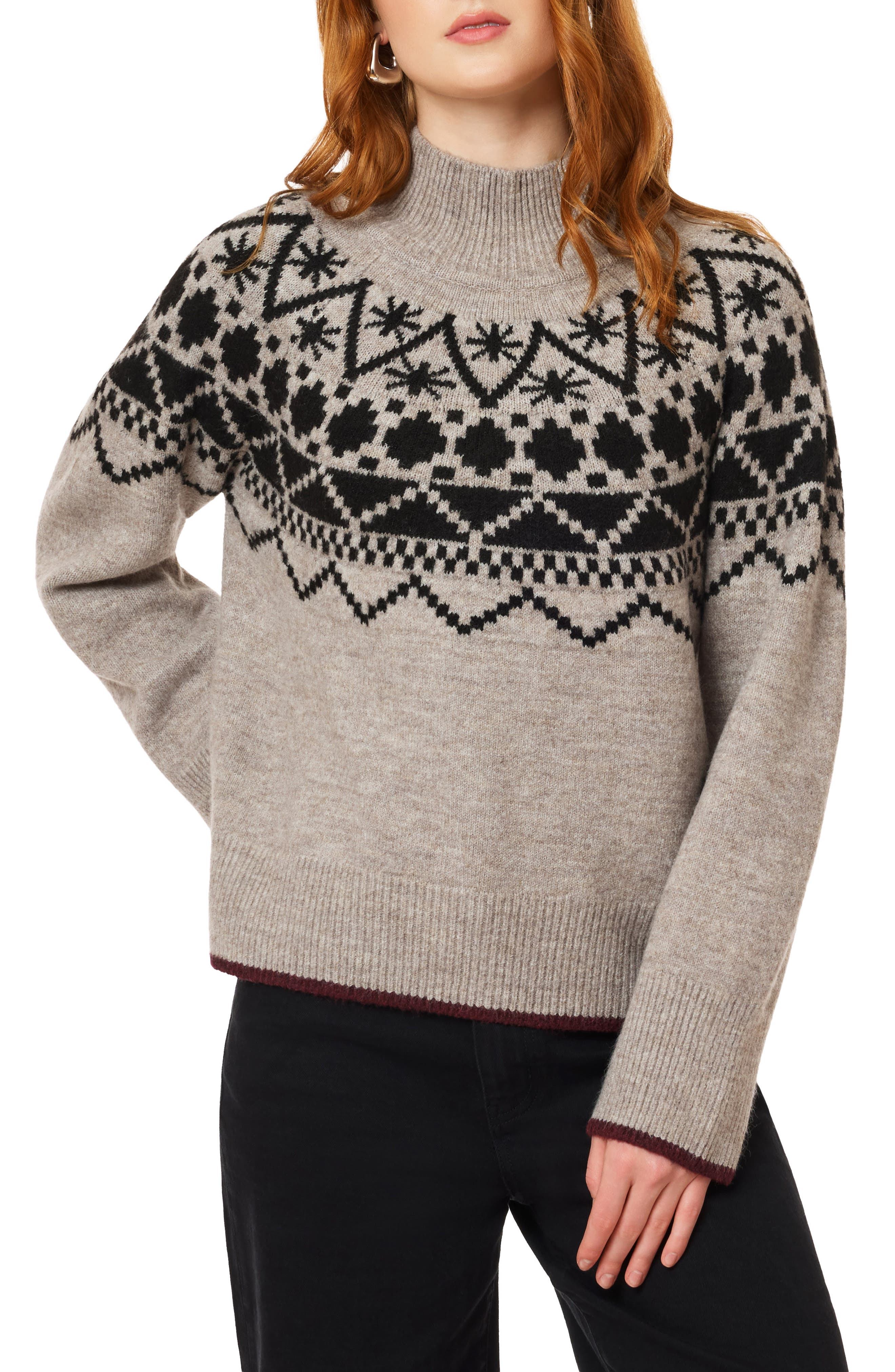 Fair Isle Mock Neck Sweater