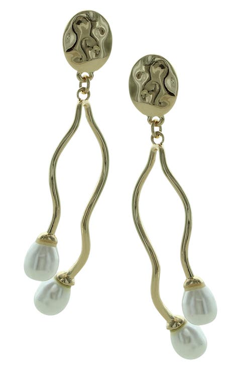 Adina Curve Faux Pearl Drop Earrings