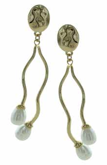 OLIVIA WELLES Adina Curve Faux Pearl Drop Earrings
