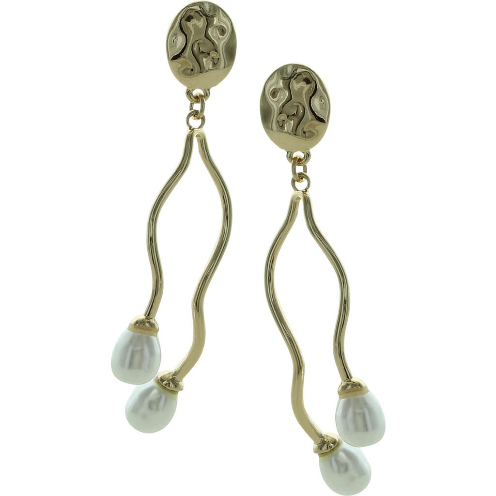Olivia Welles Adina Curve Faux Pearl Drop Earrings