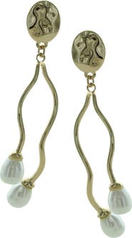 OLIVIA WELLES Adina Curve Faux Pearl Drop Earrings