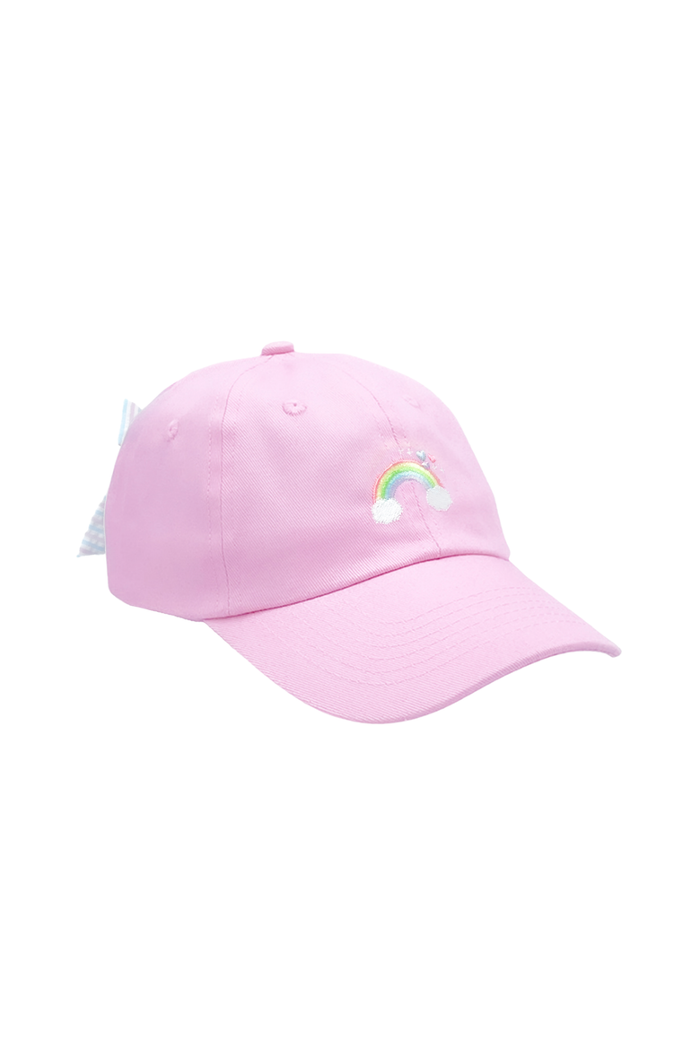 Rainbow Sparkle Twill Bow Baseball Hat, Main, color, Pink