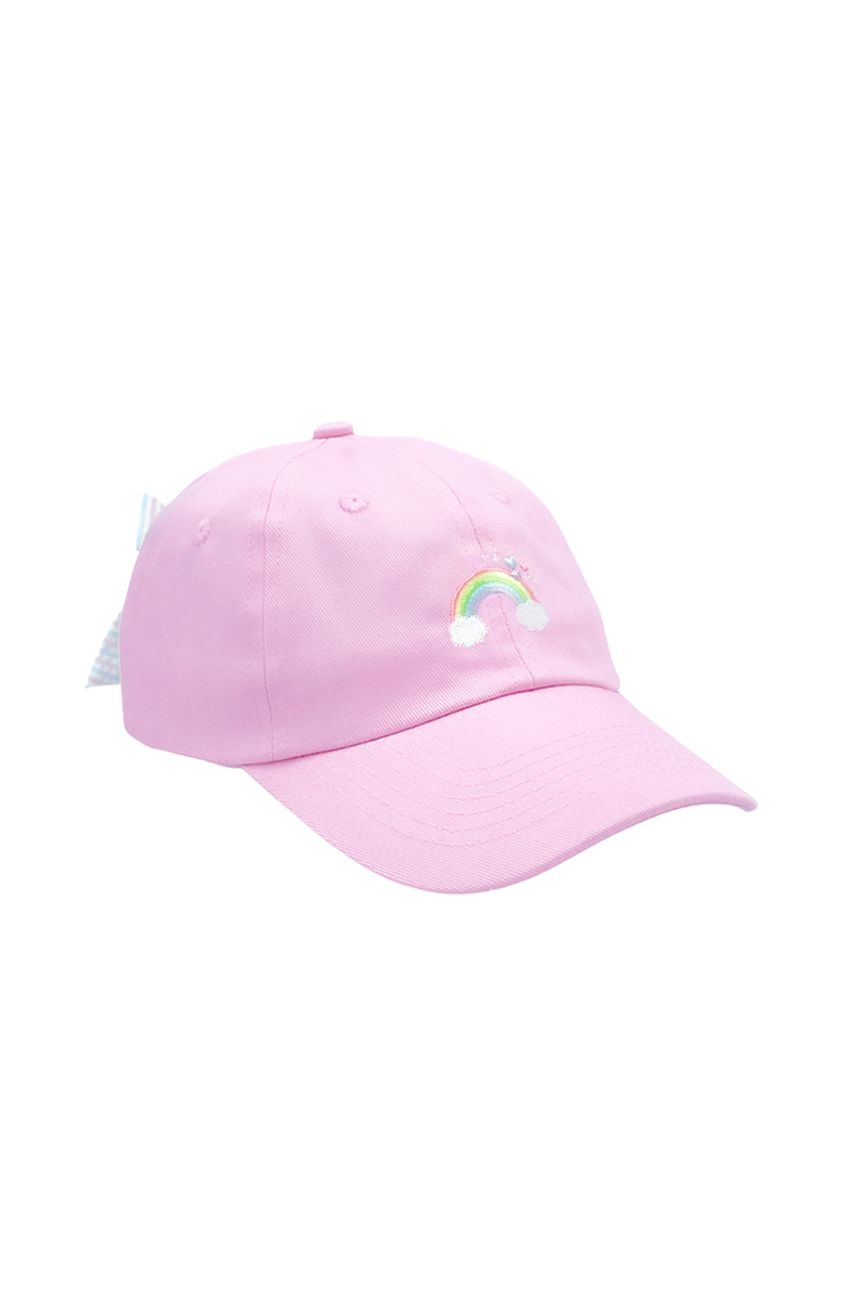 Bits & Bows Rainbow Sparkle Twill Bow Baseball Hat, Main, color, Pink