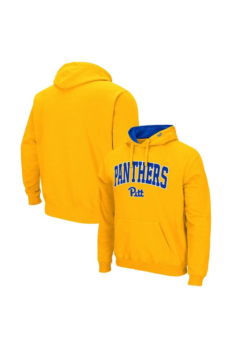 Men's Colosseum Gold Pitt Panthers Arch & Logo 3.0 Pullover Hoodie, Main, color, Gold