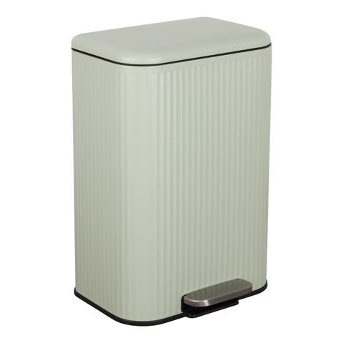 Astra Ribbed Rectangular Step Pedal Trash Can with Soft-Close Lid