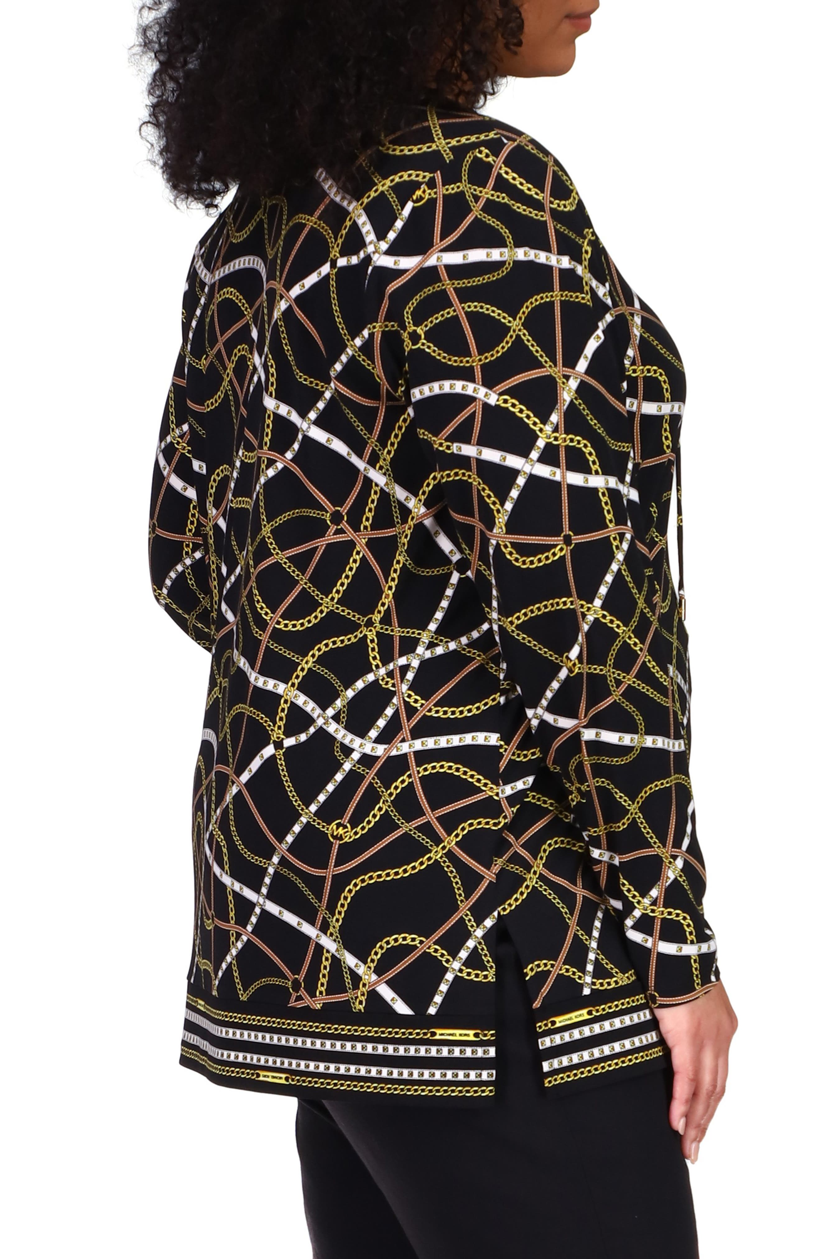 MICHAEL Michael Kors Lace-Up Neck Chain Print Jersey Tunic (Women ...