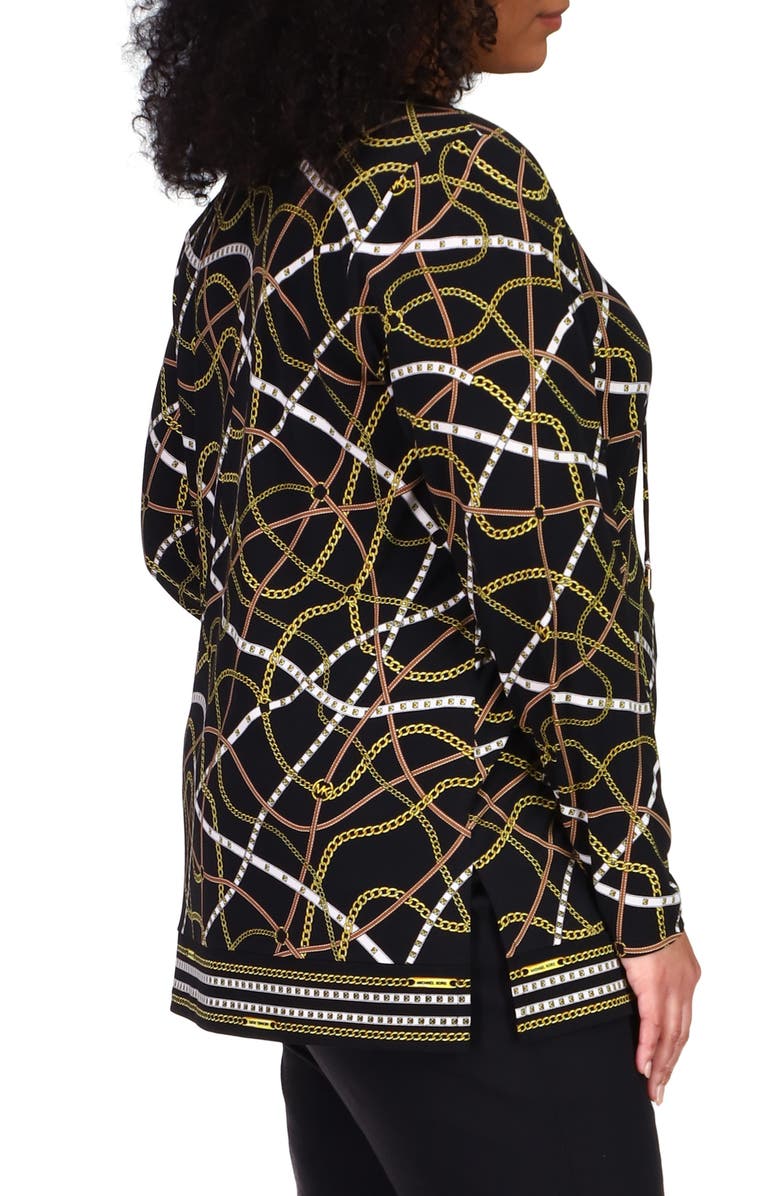 MICHAEL Michael Kors Lace-Up Neck Chain Print Jersey Tunic, Alternate, color,