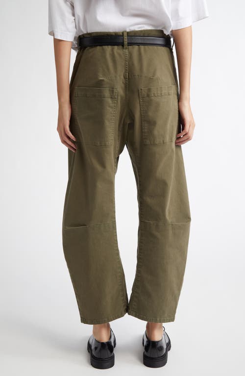 Nili Lotan Tel Aviv Cropped Stretch-cotton Twill Tapered Pants In Loden