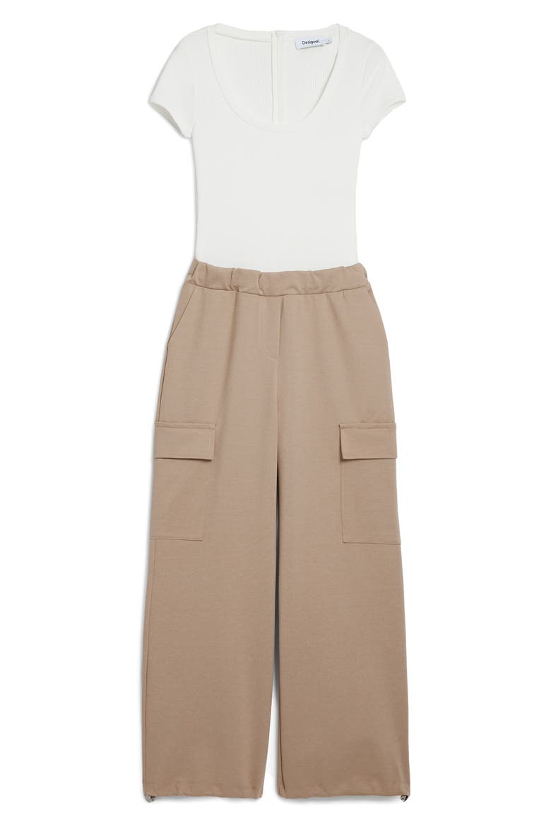Mixed Media Jumpsuit, Alternate, color, BEIGE
