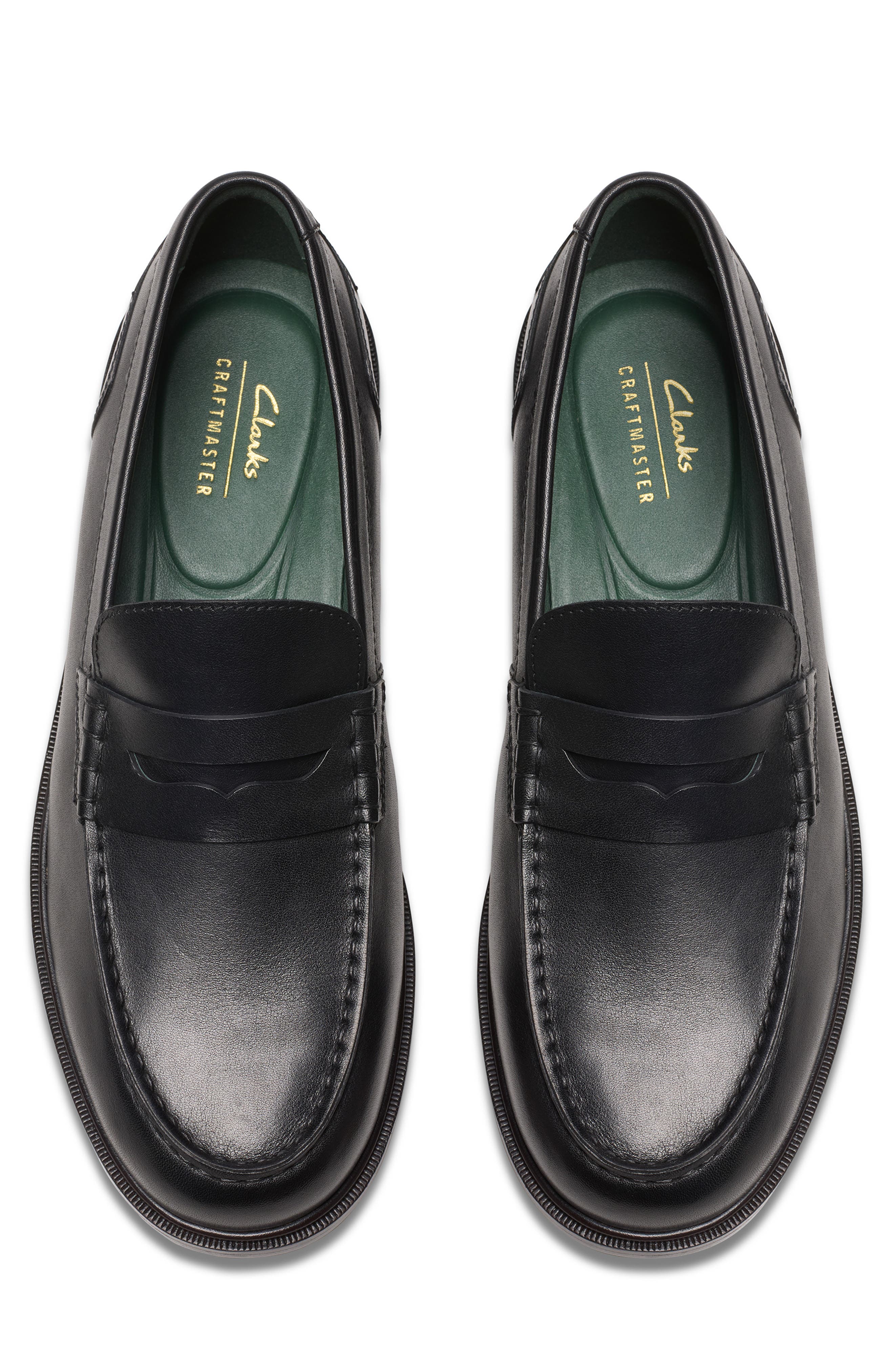 Clarks<sup>®</sup> Craft James Lo Penny Loafer, Alternate, color, Black Leather