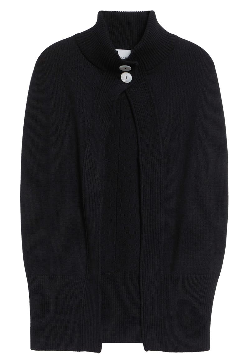 Roxalena Wool & Cashmere Knit Cape, Alternate, color, NOIR