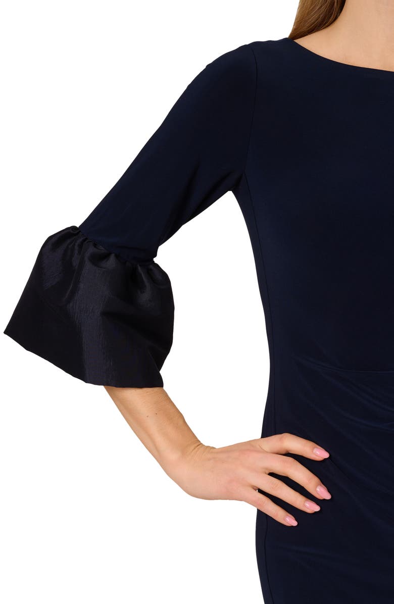 Adrianna Papell Bell Sleeve Jersey Sheath Dress, Alternate, color, Midnight