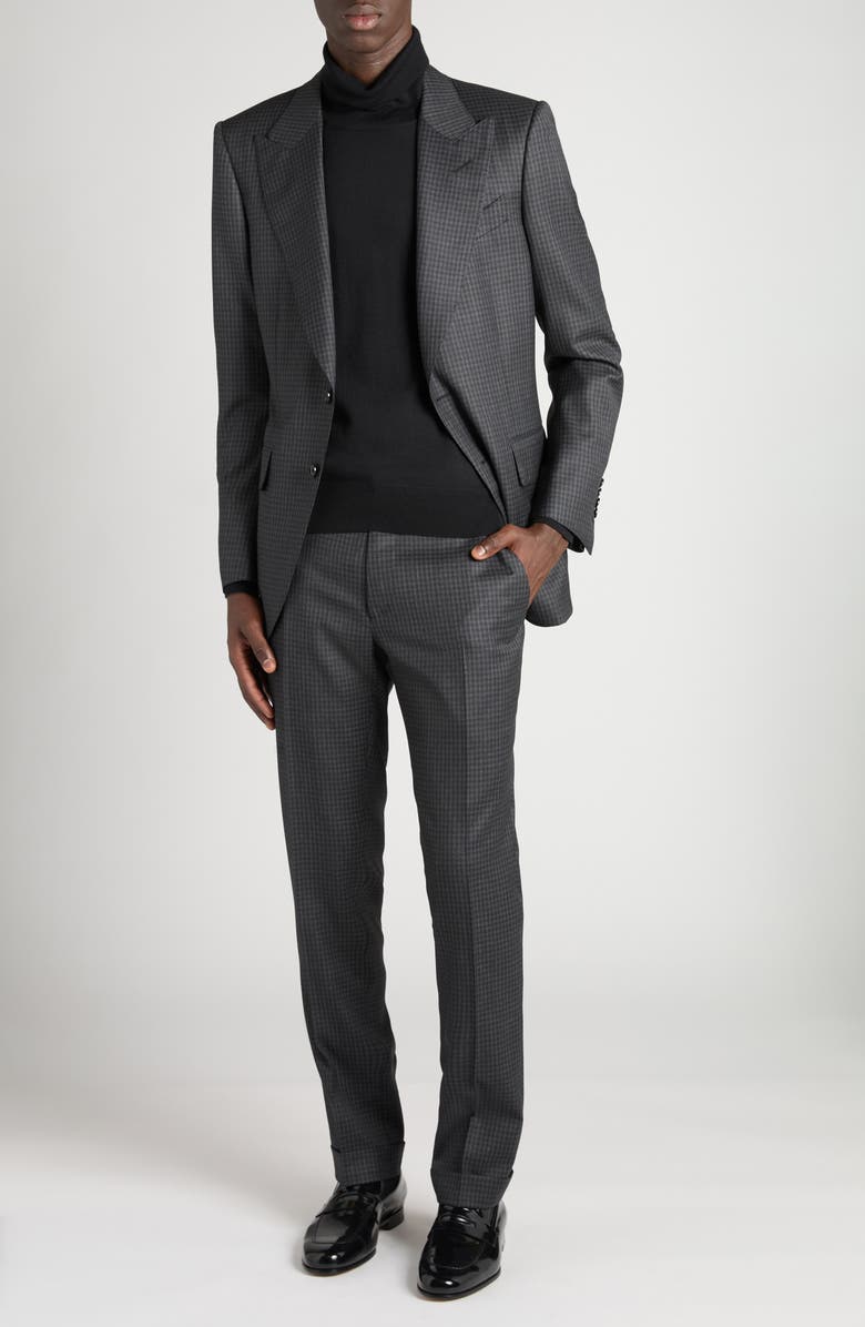 TOM FORD Dyllan Gingham Virgin Wool Suit, Main, color, Taz Dark Grey