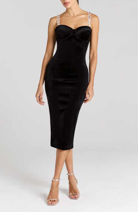 Eliza Embellished Strap Velvet Cocktail Dress