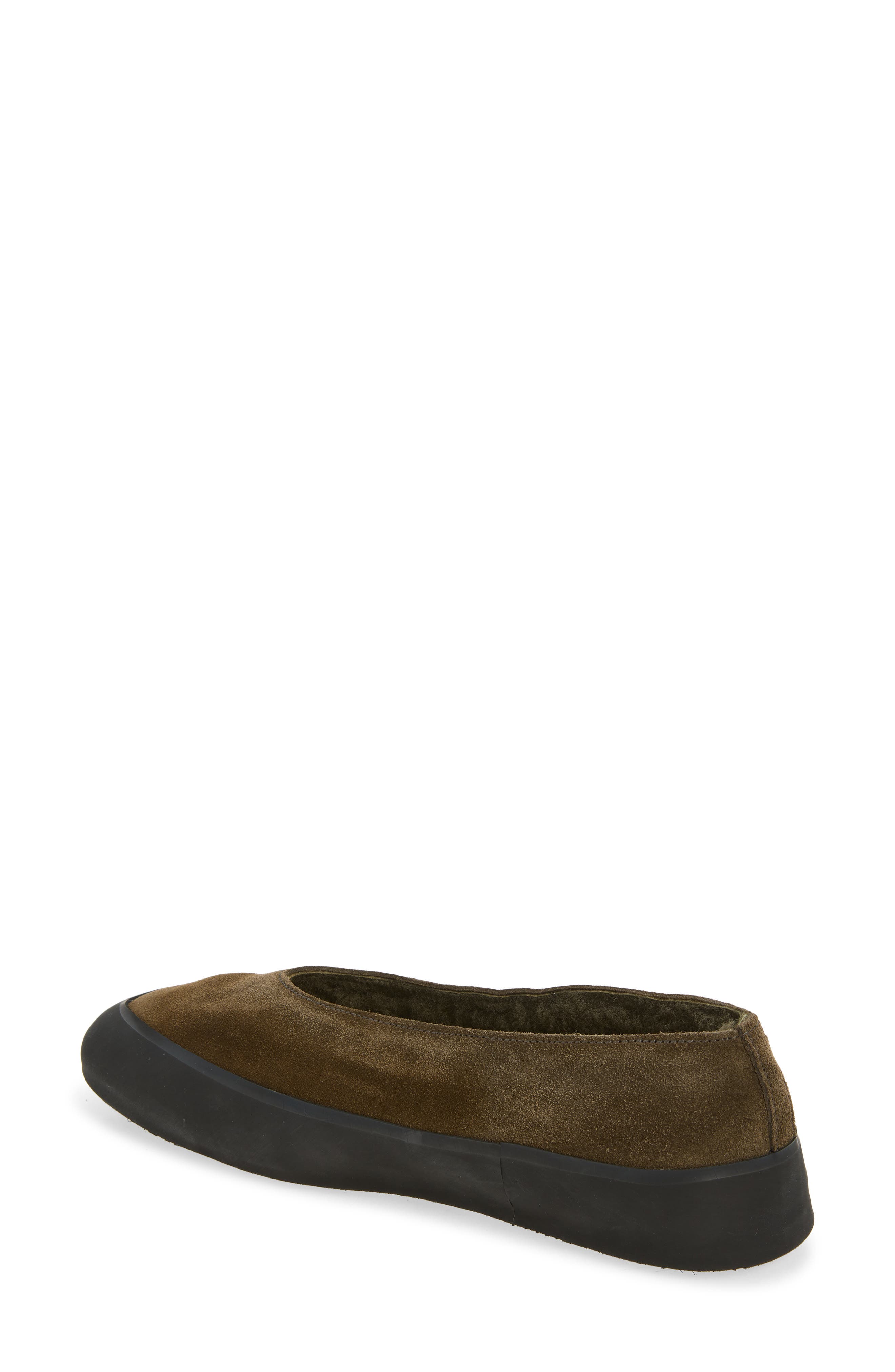 Après Ski Genuine Shearling Lined Ballerina Flat, Alternate, color, MILITARY