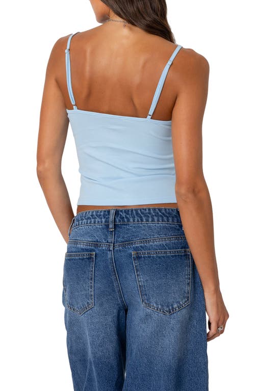 Edikted Ribbed Henley Tank Top In Blue