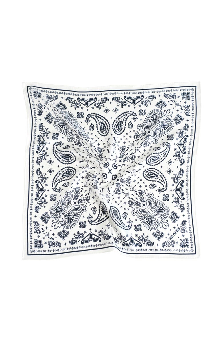 Lost Pattern "Paisley" Silk Bandana Scarf, Alternate, color, Moonlight White