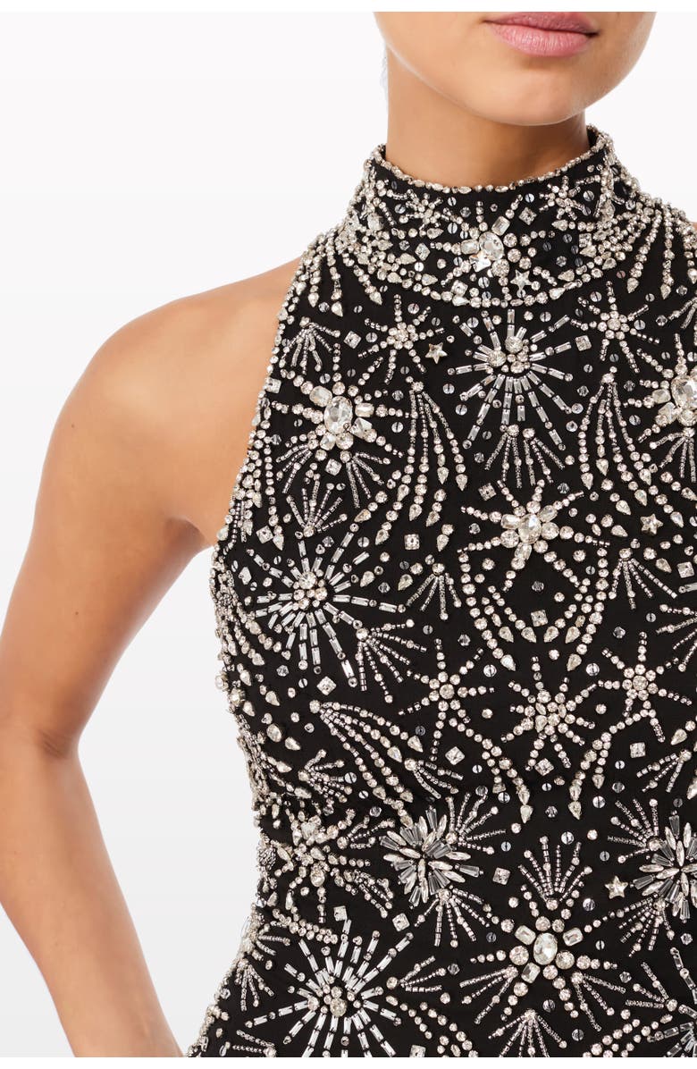 Jenny Packham Starry Night Embellished Mini Dress, Alternate, color, Liquorice