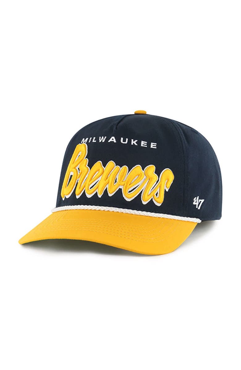 '47 Men's '47 Navy Milwaukee Brewers Dropshadow Rope Hitch Adjustable Hat, Alternate, color, Navy