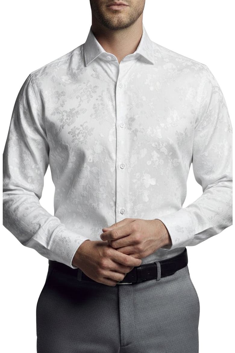 Paisley Tonal Cotton Shirt, Main, color, WHITE