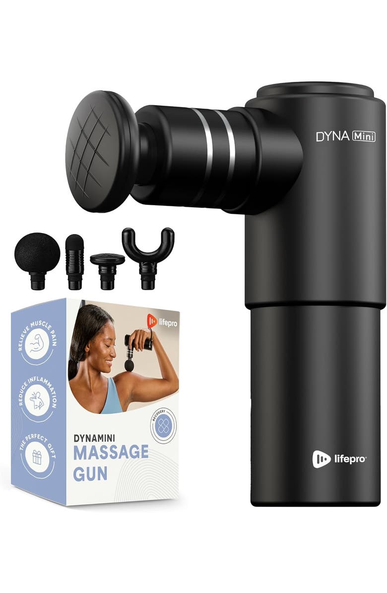 Lifepro DynaMini Percussion Massage Gun Deep Tissue Portable Handheld Massager Gun, Main, color, Black