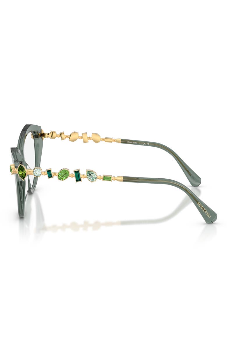 Swarovski 53mm Cat Eye Optical Glasses, Alternate, color, Transparent Green/ Demo Lens