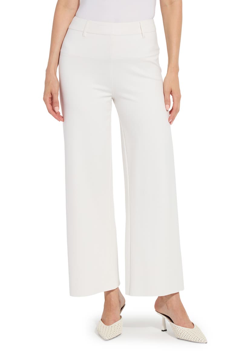 'Lyssentials Erin High Waist Ankle Wide Leg Ponte Pants, Main, color, CHALK