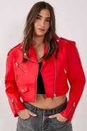 NASTY GAL Faux Leather Boxy Biker