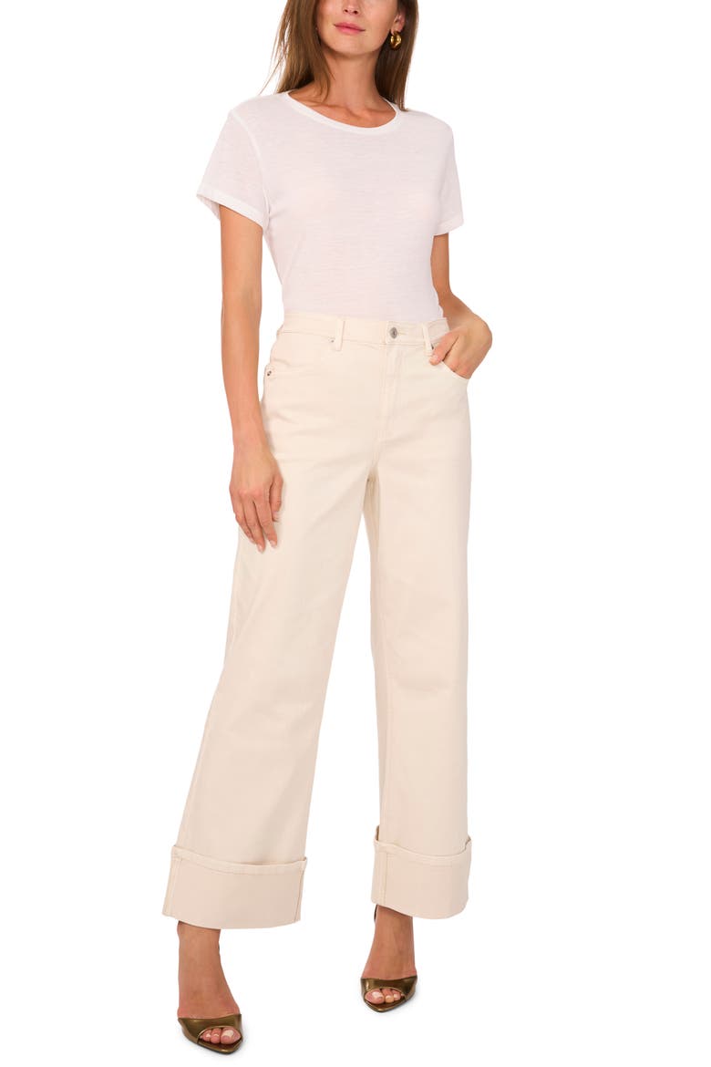 High Waist Cuffed Wide Leg Jeans, Alternate, color, NEW IVORY