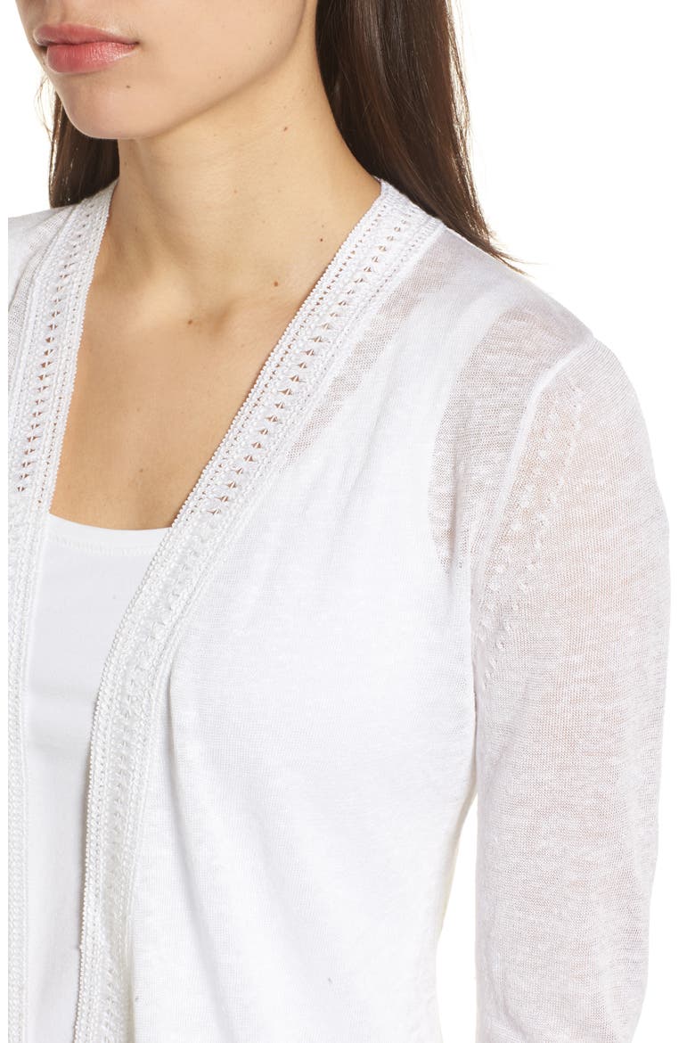 Crochet Trim Cardigan, Alternate, color, PAPER WHITE