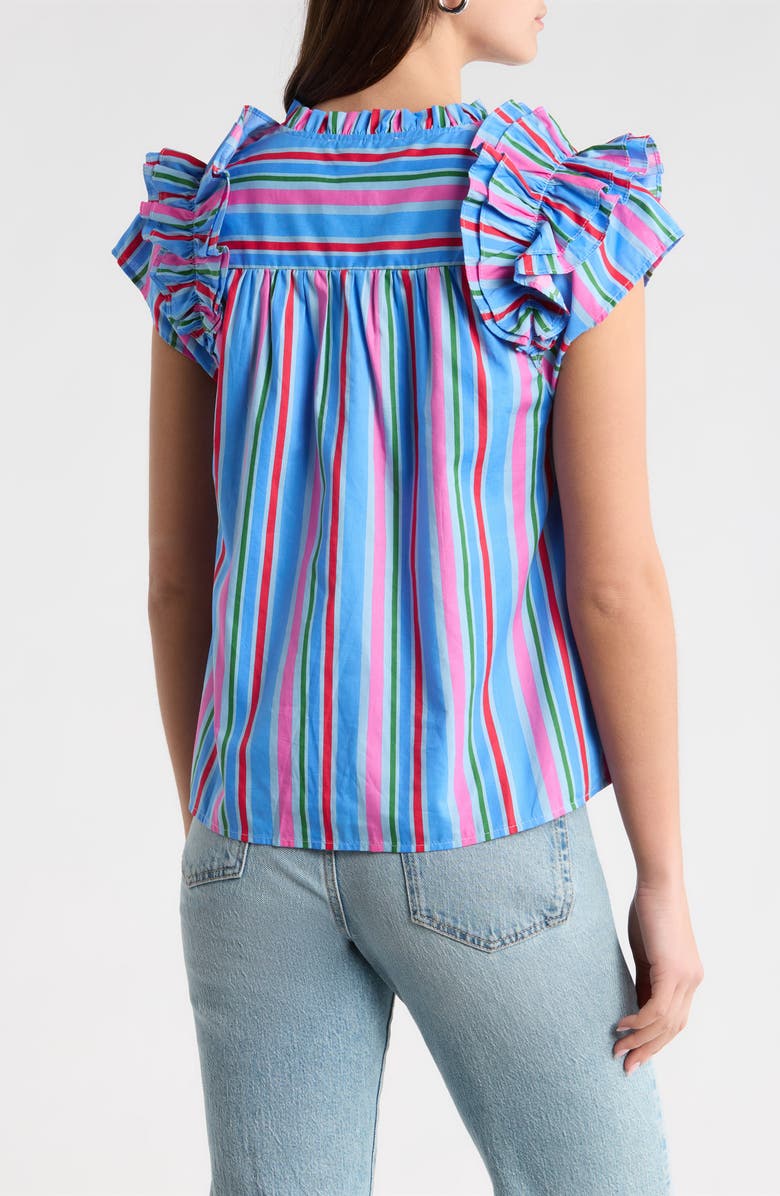 SUGARLIPS Jaimie Stripe Ramona Ruffle Cotton Top, Alternate, color, Pink-Blue-Green