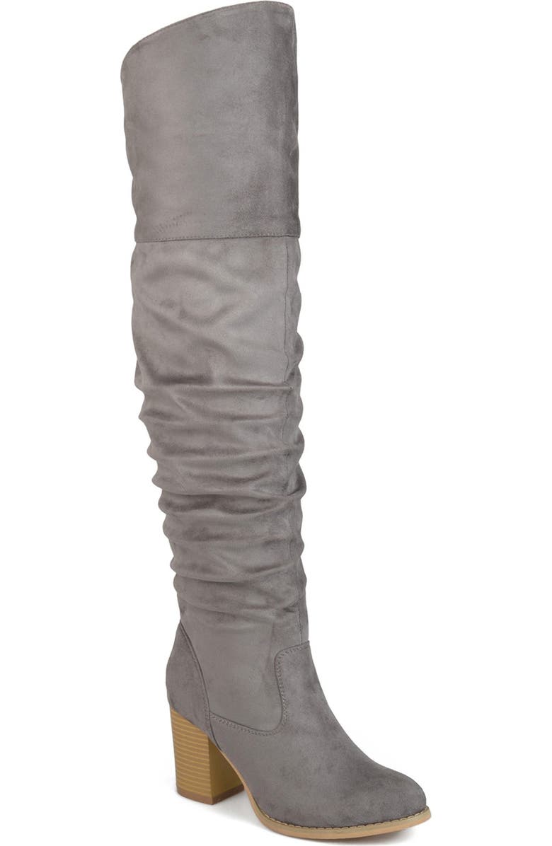 Journee Collection Kaison Wide Calf Ruched Tall Boot - Wide Calf, Main, color, Grey