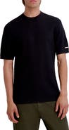 KARL LAGERFELD PARIS Short Sleeve Basketweave Crewneck Sweater