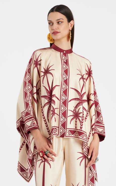 Foulard Shirt Placée Date Palms Ivory