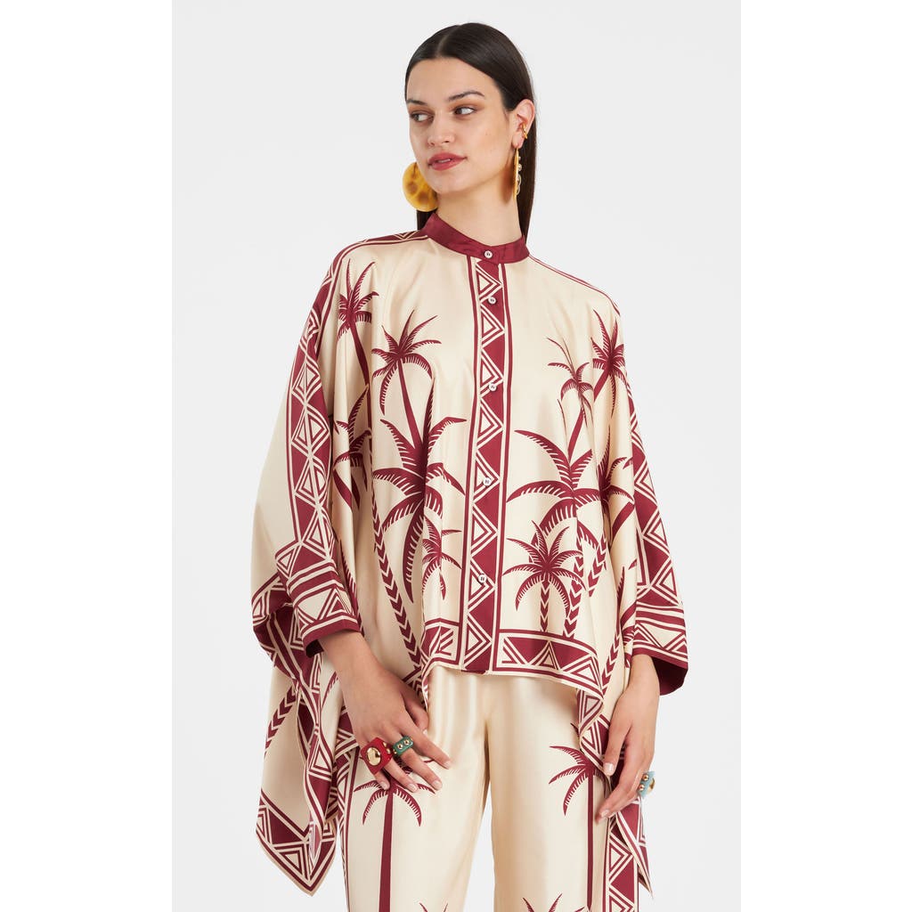 La DoubleJ Foulard Shirt Placée Date Palms Ivory in Date Palms Placée Ivory at Nordstrom, Size X-Small