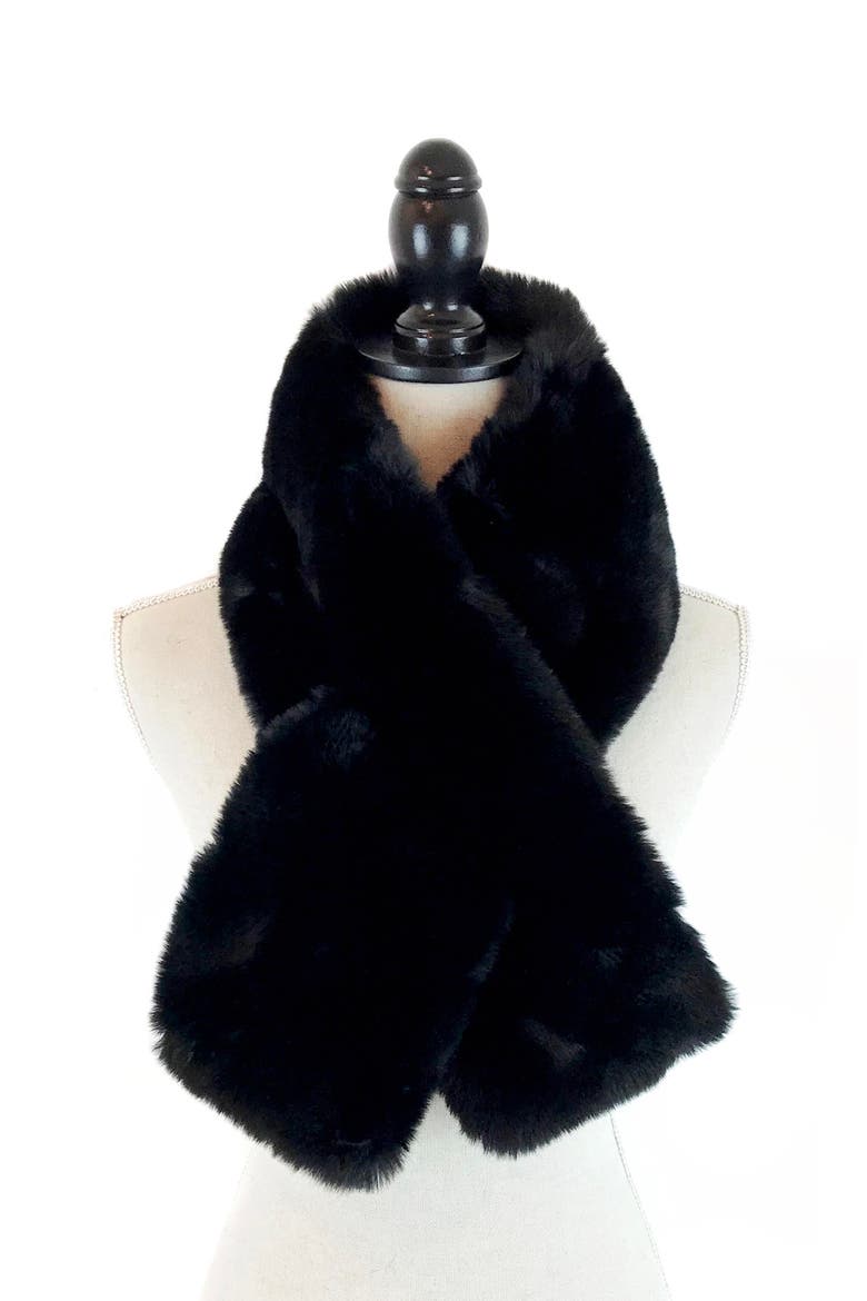 Faux Fur Pull-Through Scarf, Main, color, BLACK