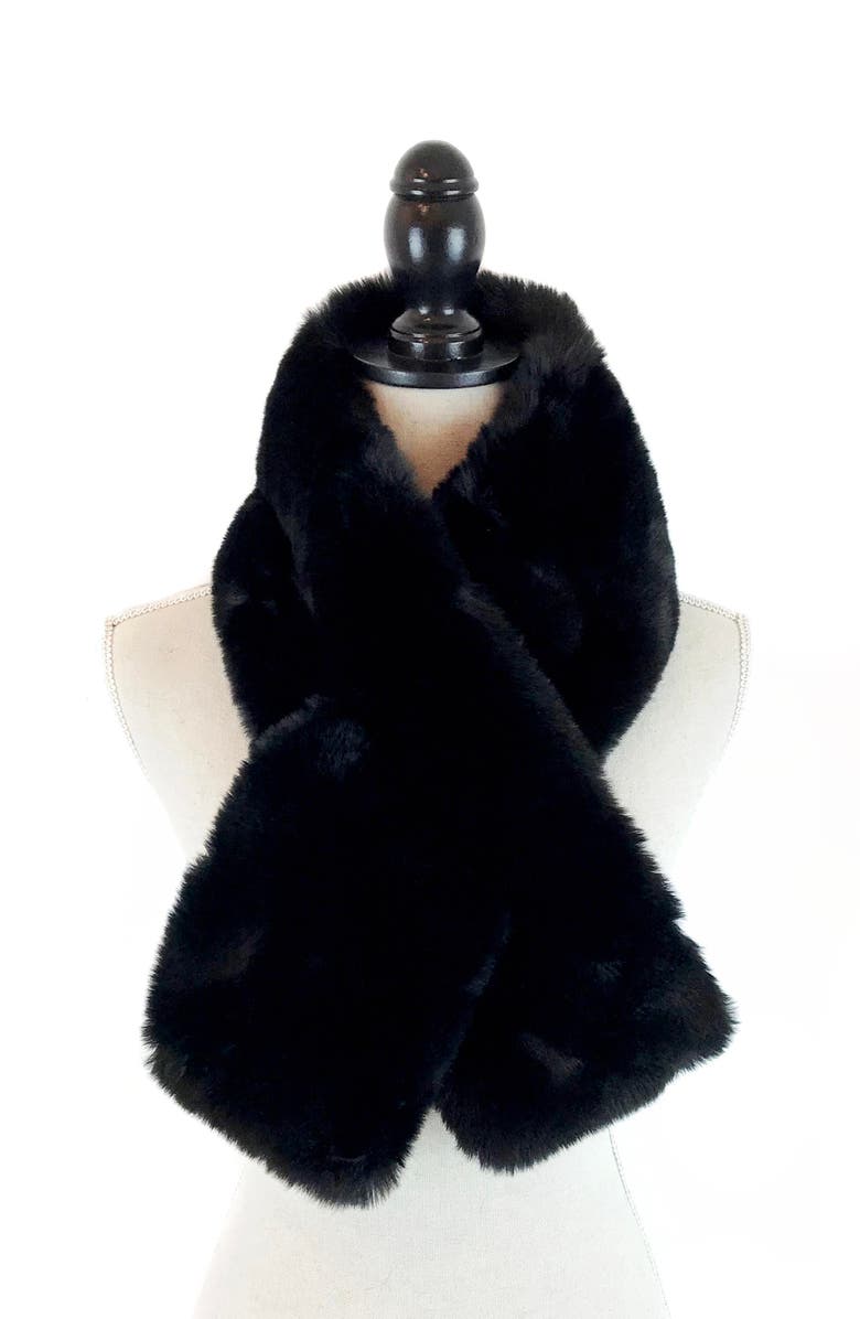 SURELL Faux Fur Pull-Through Scarf, Main, color, Black