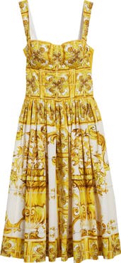 Dolce&Gabbana Blu Mediterraneo Bustier Poplin Sundress