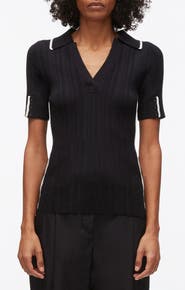3.1 Phillip Lim Contrast Trim V-Neck Polo