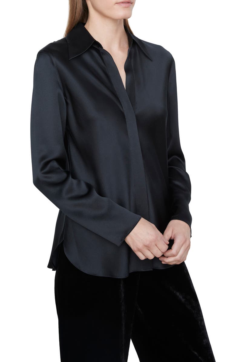 Vince Bias Cut Button-Up Silk Blouse, Alternate, color,